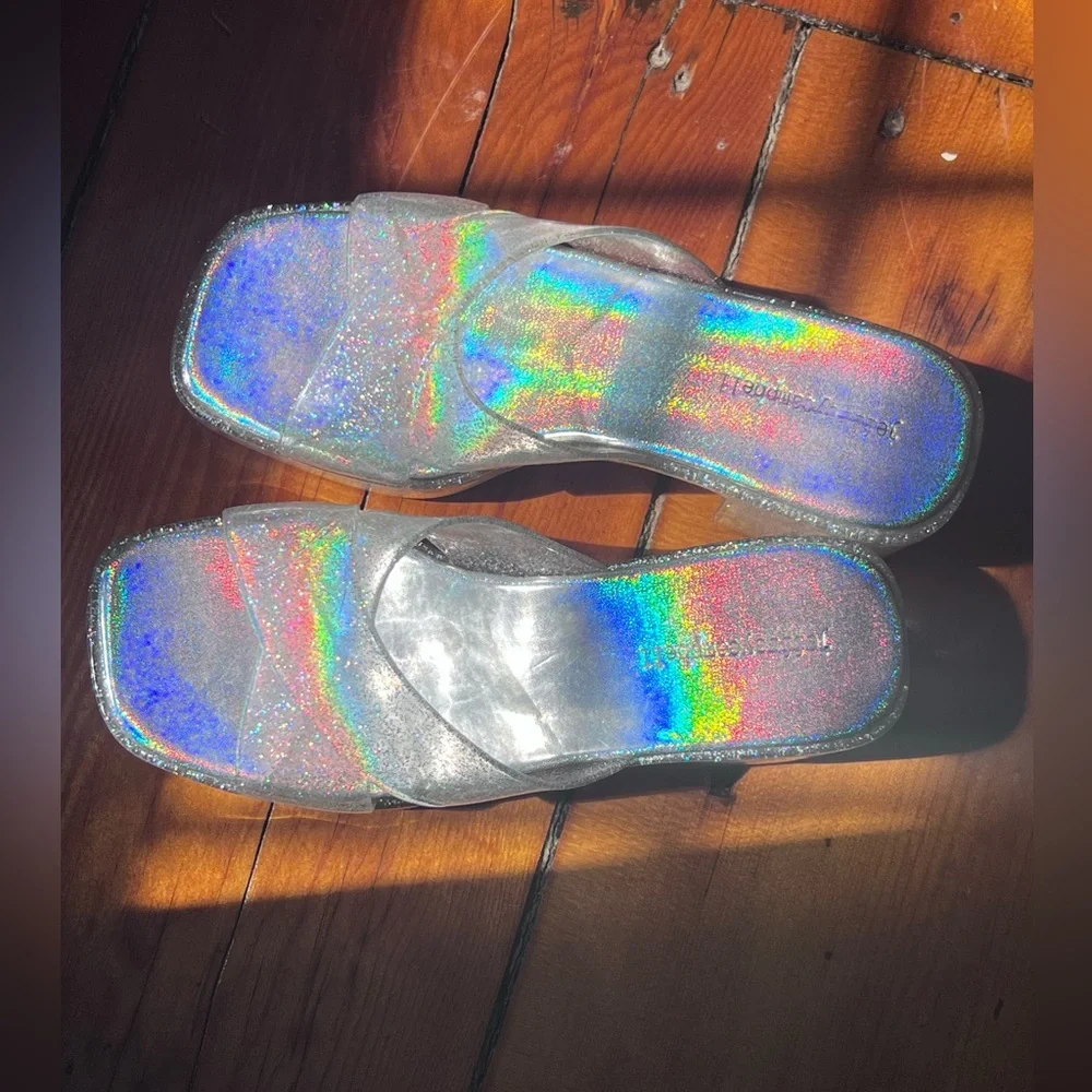 Jeffrey Campbell Block Heel Sparkle Sandals - Picture 2 of 4